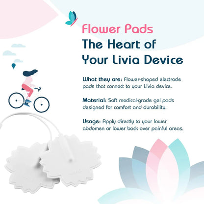 Livia Flower Pads | Electrodes Menstrual Pain Relief Device | Compact, Lightweight, Discreet | Skin-Friendly & Easy to Apply | 1 Set of Electrodes LiviaBuy Supplements Australia