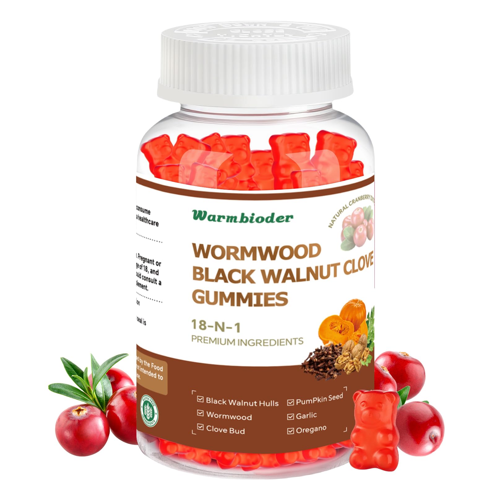 18-in-1 Wormwood Black Walnut Clove Gummies for Adults,Liver Support,with Pumpkin Seed Oil,Rapid Gut Cleanse & Digestive Health with Clove,Garlic,Turmeric,Oregano,Cranberry Extract WarmbioderBuy Supplements Australia