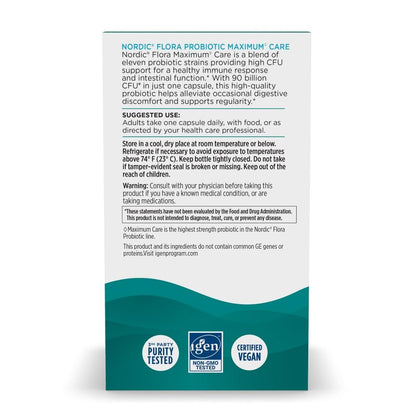 Nordic Naturals Nordic Flora Probiotic Maximum Care, 30 Capsules, 11 Probiotic Strains for Daily Immune and Digestive Health Support, Vegan, 30 Servings Nordic NaturalsBuy Supplements Australia