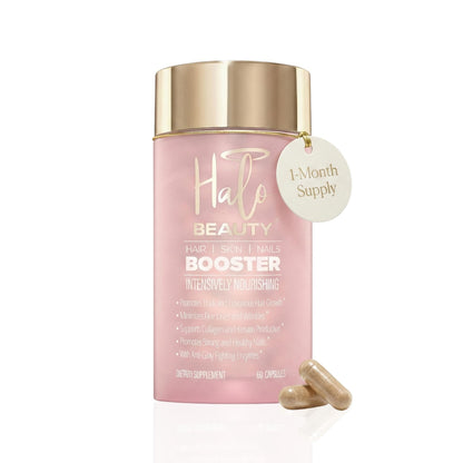 Halo Beauty Hair Skin & Nails Supplement | Thicker Hair Growth, Radiant Skin & Strong Nails Support with Biotin, Saw Palmetto & Phytoceramides | Vegan Capsules | Made in USA | 1-Month Supply Halo BeautyBuy Supplements Australia