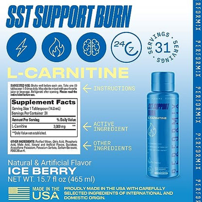 PERFORMIX - SST Support Burn - Fast-Acting L-Carnitine Liquid - Converts