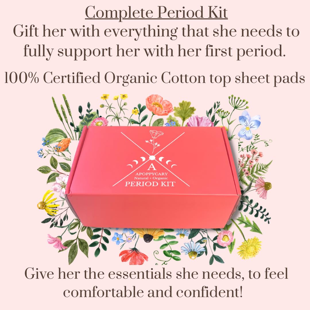 Organic 77 PC Period Kit Moon Box for Teens and Tweens - Organic Cotton Top Sheet Feminine Pads APOPPYCARYBuy Supplements Australia
