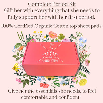 Organic 77 PC Period Kit Moon Box for Teens and Tweens - Organic Cotton Top Sheet Feminine Pads APOPPYCARYBuy Supplements Australia