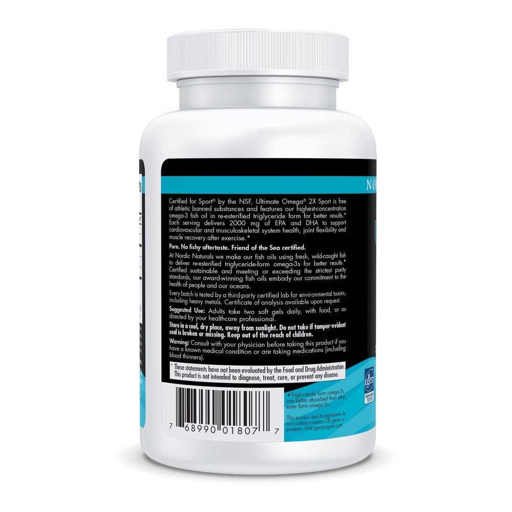 Nordic Naturals Ultimate Omega Sport 2X, Lemon Flavor - 60 Soft Gels - 2150 mg Omega-3 - NSF Certified Fish Oil with EPA & DHA - Heart & Muscle Health, Recovery - Non-GMO - 30 Servings Nordic NaturalsBuy Supplements Australia