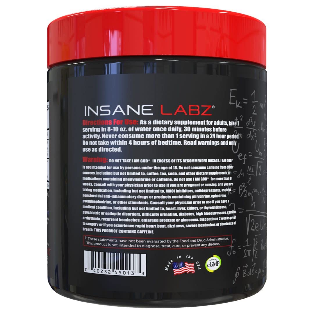 Insane Labz I am God Pre Workout, High Stim Pre Workout Powder Loaded with Creatine Insane LabzBuy Supplements Australia