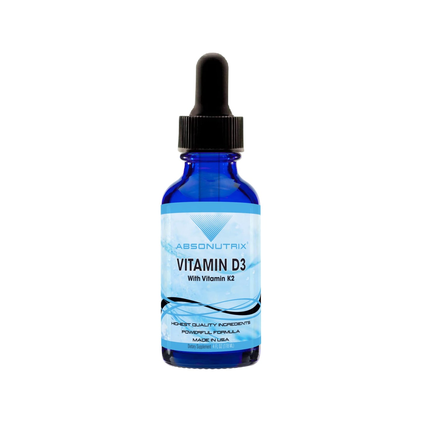 Absonutrix Vitamin D3 K2 Drops, 390mg, 4 Oz Liquid, 302 Servings, Made in USA, Quick Absorption, Quality Potent Ingredients, Non-GMO, GMP Certified, Cruelty-Free Products, Bone Strength Supplements AbsonutrixBuy Supplements Australia