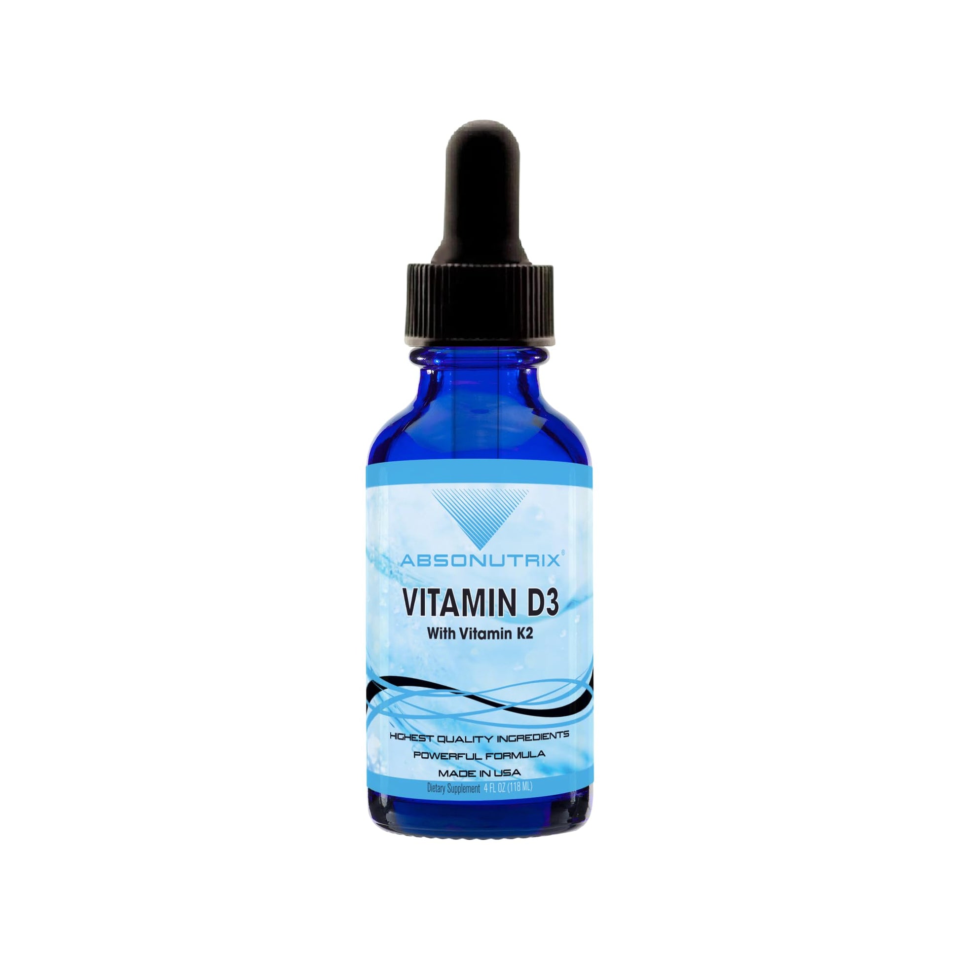 Absonutrix Vitamin D3 K2 Drops, 390mg, 4 Oz Liquid, 302 Servings, Made in USA, Quick Absorption, Quality Potent Ingredients, Non-GMO, GMP Certified, Cruelty-Free Products, Bone Strength Supplements AbsonutrixBuy Supplements Australia