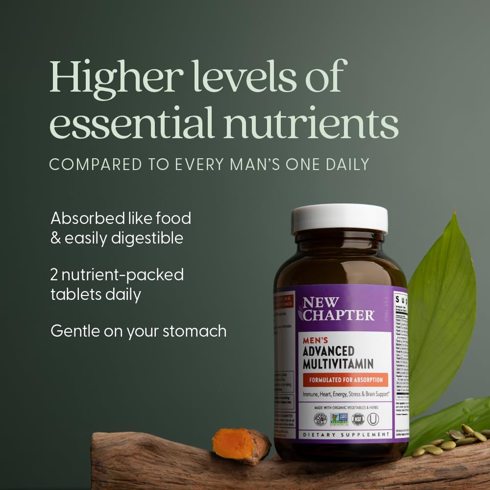 New Chapter Men's Multivitamin Advanced Formula for Stress, Brain, Immune, Heart & Energy Support, Higher Levels of Whole New ChapterBuy Supplements Australia