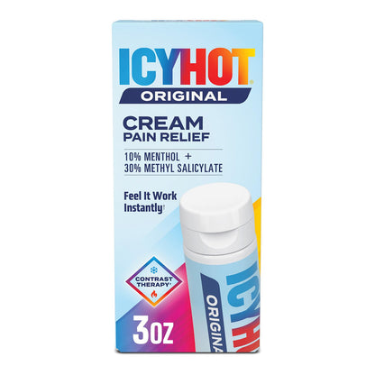 Icy Hot Original Pain Relief Cream, Fast-Acting Pain Relief with Menthol 10% and Methyl Salicylate 30%, Ice and Heat Contrast Therapy for Backaches, Joints, Muscle Strains and Arthritis, 3 oz Icy HotBuy Supplements Australia