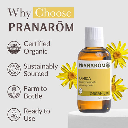 Pranarom - USDA Certified Organic French Arnica Virgin Plant Oil - 2 fl oz Glass Bottle - Massage Oil for Body PranaromBuy Supplements Australia