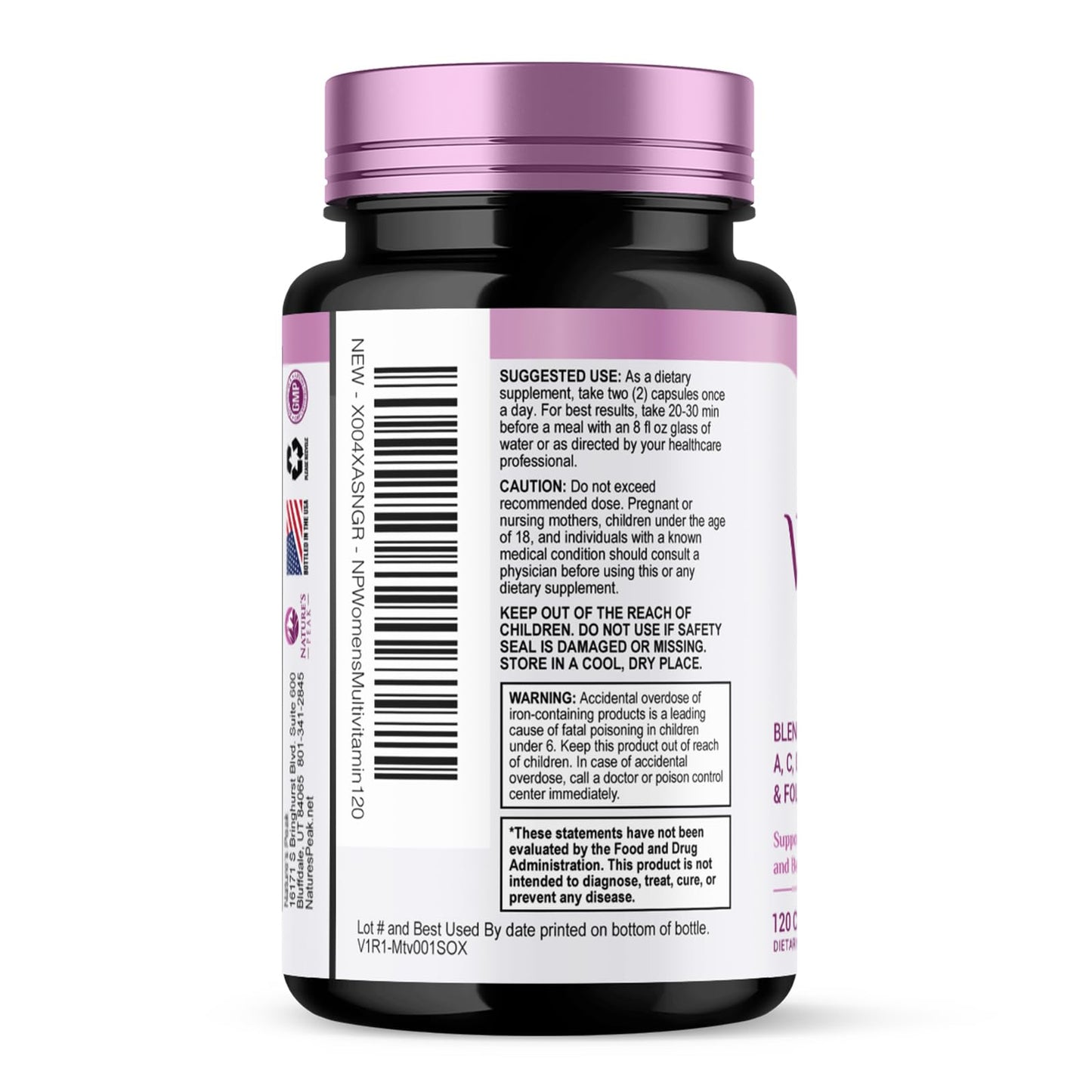 Multivitamin for Women - Complete Daily Womens Multivitamins with Calcium, Folate, Vitamin A, C, D, E & B Vitamins, Zinc and Iron - Multi Vitamins for Bone, Energy & Immune Support - 120 Capsules Nature's PeakBuy Supplements Australia