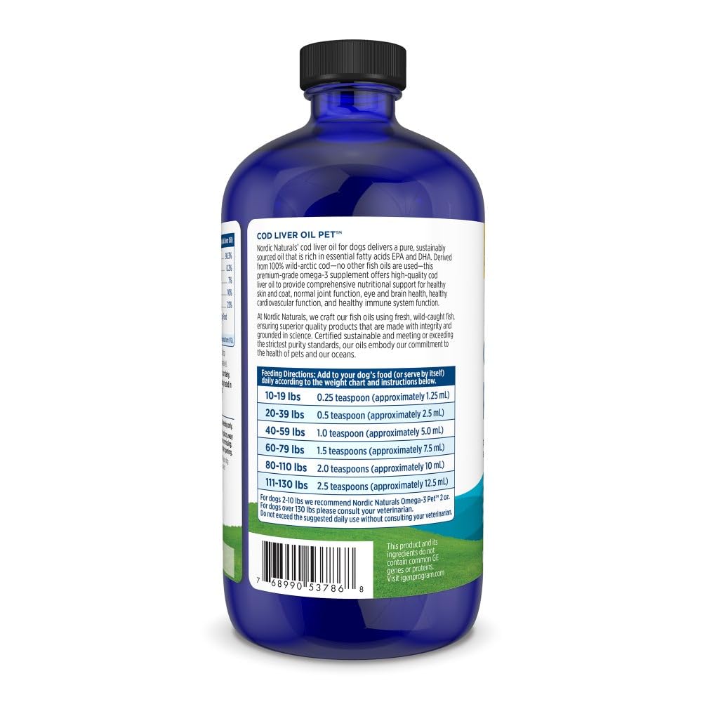 Nordic Naturals Pet Cod Liver Oil, Unflavored - 16 oz - 1048 mg Omega-3 Per Teaspoon - Fish Oil for Dogs with EPA & DHA - Promotes Skin, Coat, & Immune Health Nordic NaturalsBuy Supplements Australia