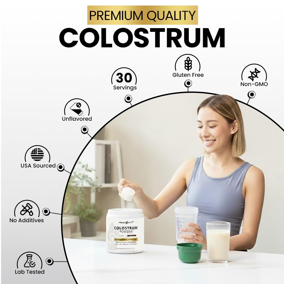 Peacock Max Colostrum Powder – 60g (30 Servings), Unflavored Bovine Colostrum Supplement, Superfood for Hair, Skin & Gut Health, Gluten-Free, Non-GMO Peacock MaxBuy Supplements Australia