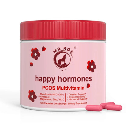 Mr Ros PCOS Multivitamin for Women – Happy Hormones Formula – Myo & D-Chiro Inositol 40:1, Omega-3, Vitamin D3, Zinc & Magnesium Mr Ros