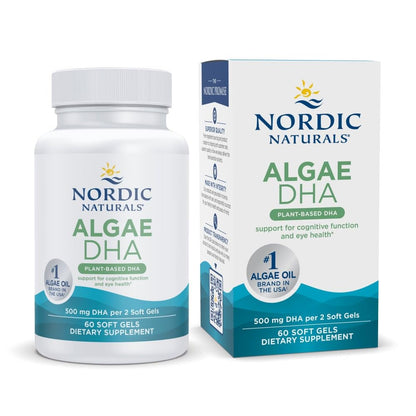 Nordic Naturals Algae DHA - 60 Soft Gels - 500 mg Omega-3 DHA - Certified Vegan Algae Oil - Plant-Based DHA - Brain, Eye & Nervous System Support - Non-GMO - 30 Servings Nordic NaturalsBuy Supplements Australia