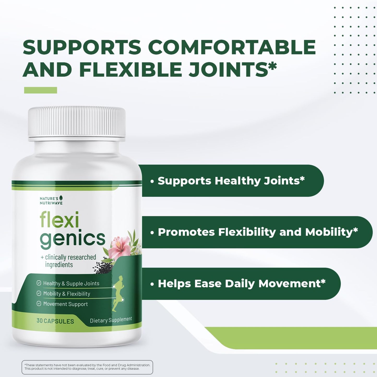 Flexigenics – Natural Support Formula with Green Tea Extract, Black Cumin Seed & Vitamin K2 – Non-GMO, Easy-to-Take – 30 Capsules, 1 Month Supply Nature’s NutriWaveBuy Supplements Australia