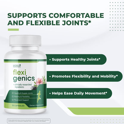 Flexigenics – Natural Support Formula with Green Tea Extract, Black Cumin Seed & Vitamin K2 – Non-GMO, Easy-to-Take – 30 Capsules, 1 Month Supply Nature’s NutriWaveBuy Supplements Australia