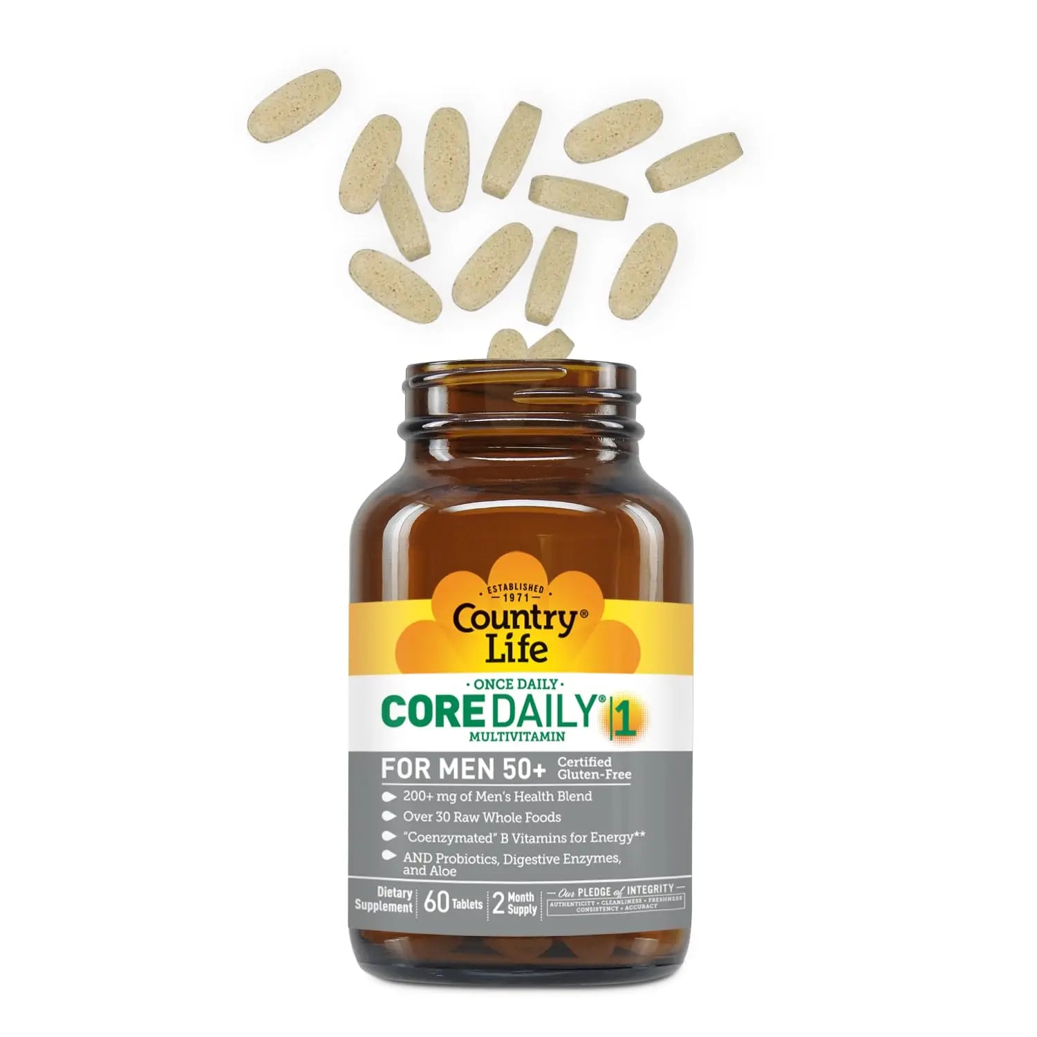 Country Life CORE Daily-1 Multivitamin for Men 50+ - Gluten-Free, Energy Support with Coenzymated B Vitamins Country LifeBuy Supplements Australia