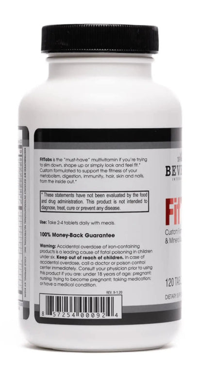 Beverly International Fit Tabs Daily Multi-Vitamin/Mineral with Iron Peptonate,120 Tablets. (30 Servings) Notice The Difference Beverly International