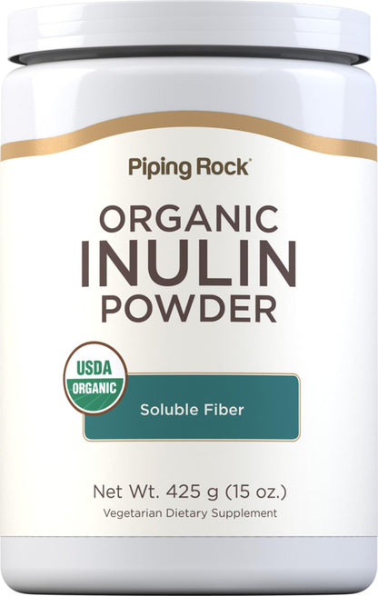 Piping Rock Organic Inulin Powder | 15 oz | Soluble Fiber Supplement | FOS Powder | Vegetarian, Non-GMO, Gluten Free Piping RockBuy Supplements Australia