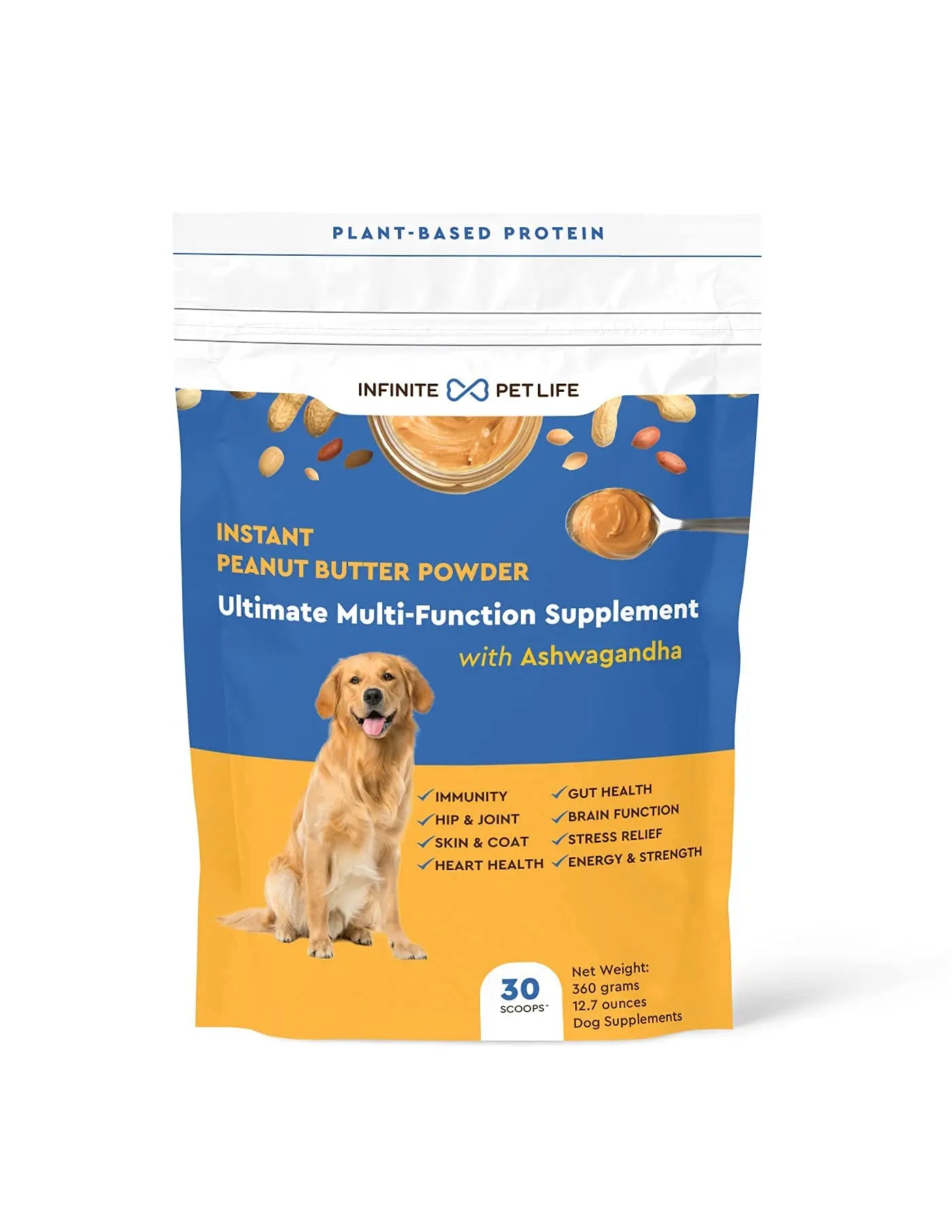 Infinite Pet Life Ultimate Multi-Function Peanut Butter Dog Vitamin Powder | 12.7 oz | All-Inclusive Dog Vitamins and Supplements Infinite Pet SupplementsBuy Supplements Australia