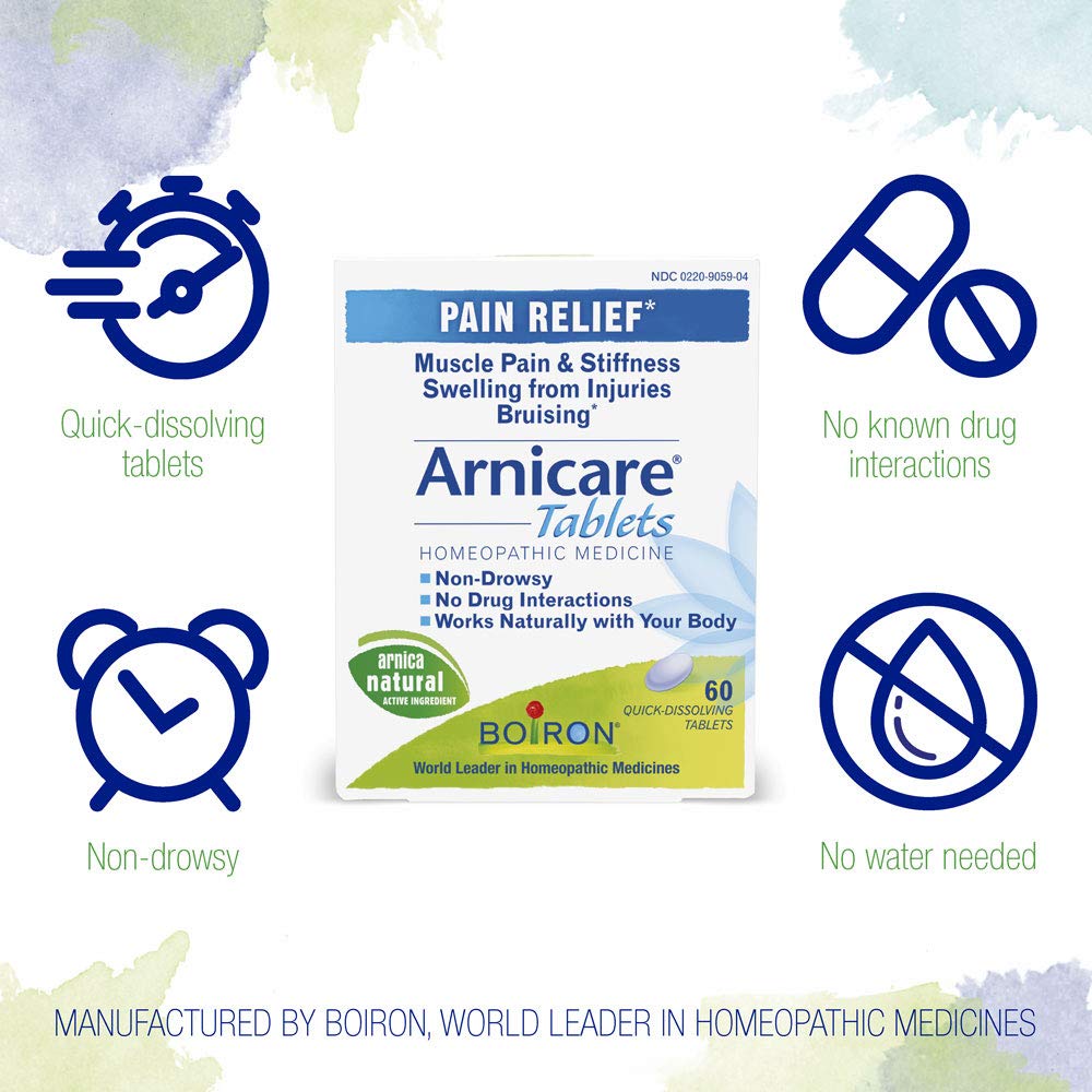 Boiron Arnicare Tablets for Pain Relief from Muscle Pain, Joint Soreness, Swelling from Injury or Bruises - 120 Count (2 Pack of 60) BoironBuy Supplements Australia
