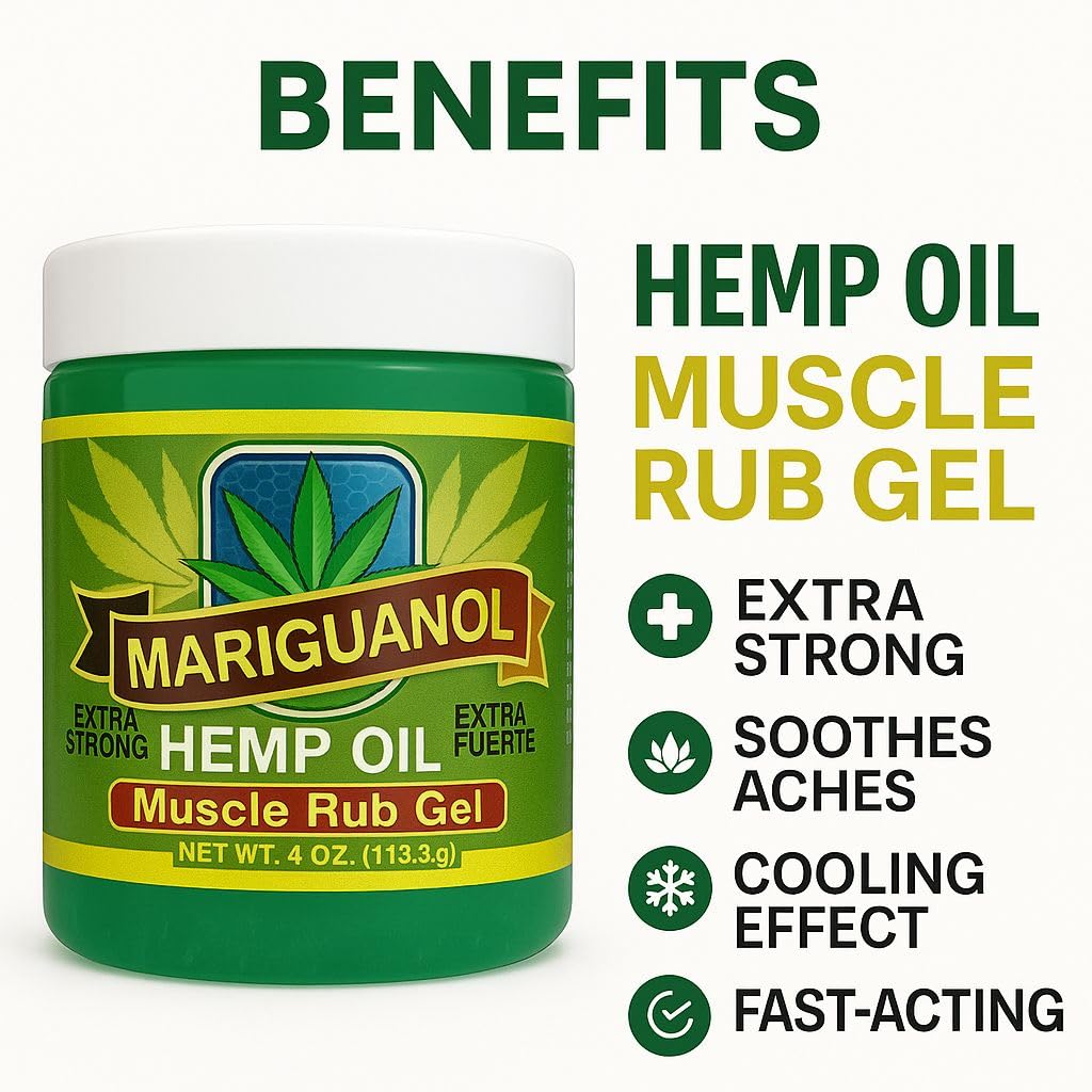 Mariguanol Extra Strong Muscle Rub Gel with Hemp Oil, Menthol & Camphor – Cooling, Fast-Absorbing Topical Gel for Post-Workout Active Lifestyles – Net Wt. (4 Ounce (Pack of 1)) MARIGUANOLBuy Supplements Australia