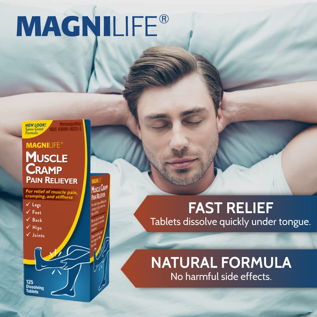MagniLife Muscle Cramp Pain Relief Quick-Dissolve Tablets, 125 Count, Quinine-Free Homeopathic Medicine for Leg, Foot, Hip, Joint & Back Pain Relief, Helps Ease Muscle Ache, Cramping & Stiffness MagniLifeBuy Supplements Australia