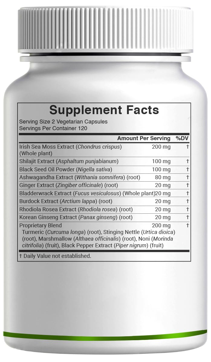 DEAL SUPPLEMENT Irish Sea Moss 240 Veggie Capsules – 14 Superfood Complex with Black Seed Oil, Ashwagandha, & Ginger DEAL SUPPLEMENTBuy Supplements Australia