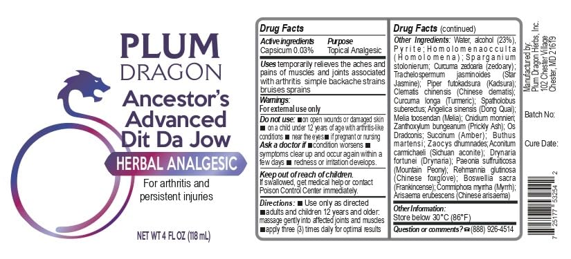 Plum Dragon Ancestors Advanced Dit Da Jow - Herbal Liniment, Sprain - 4 Oz Plum DragonBuy Supplements Australia