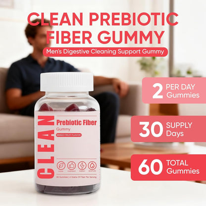 6525080 Clean Prebiotic Fiber Gummy, Clean Fiber Gummies for Men, Men Prebiotic Supplement for Digestive Gut Health, Non-GMO, 60 Gummies - Maple Wellness Supplements