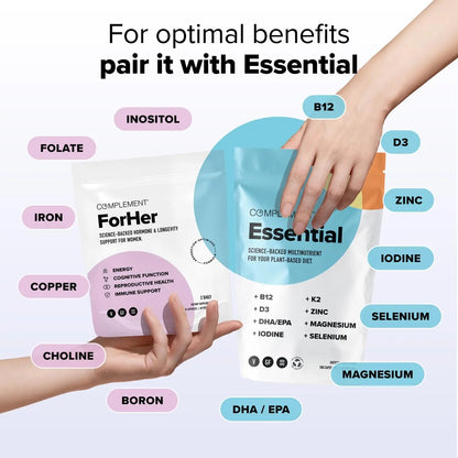 Complement ForHer Multivitamin - Hormone Balance for Women (60 Servings) Inositol Supplement, Longevity Support- B9, Iron - 120 Capsules ComplementBuy Supplements Australia