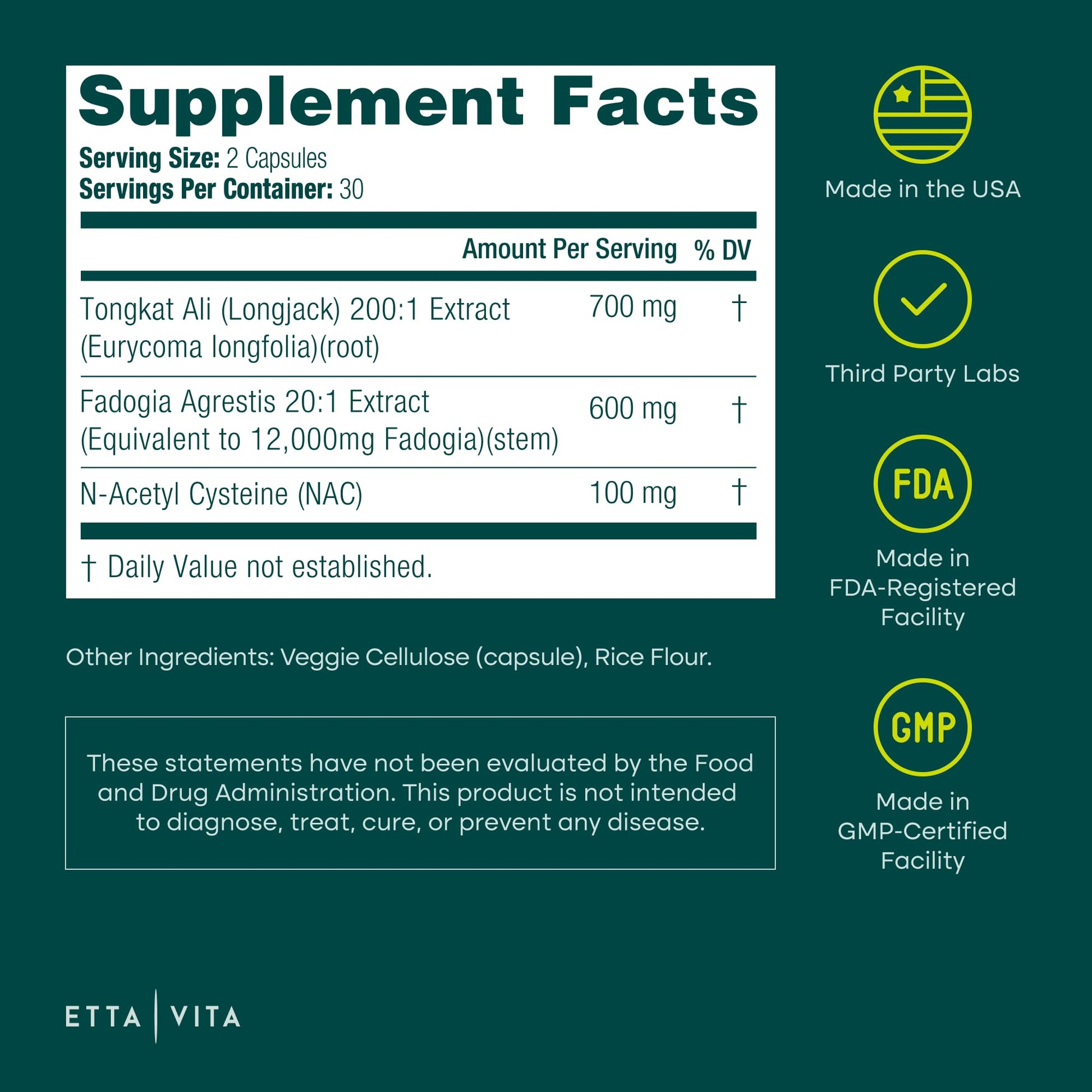Potent Longjack - Tongkat Ali & Fadogia Agrestis Supplement for Men & Womens Energy, T Support, Lean Muscle Growth & Recovery, Hormonal Balance, Pre-Workout with Vegan NAC Liver Detox & Cleanse Etta VitaBuy Supplements Australia