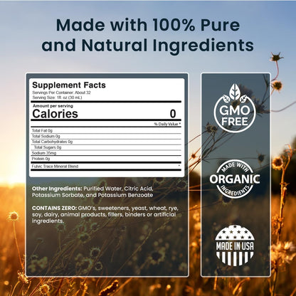 Miracles of Health Liquid Chelated Minerals - Organic Humic Fulvic Mineral Blend - 72+ Plant-Based Minerals, 20 Essential Amino Acids - 100% Natural - 1 Month Supply, 32 fl. oz Miracles of HealthBuy Supplements Australia