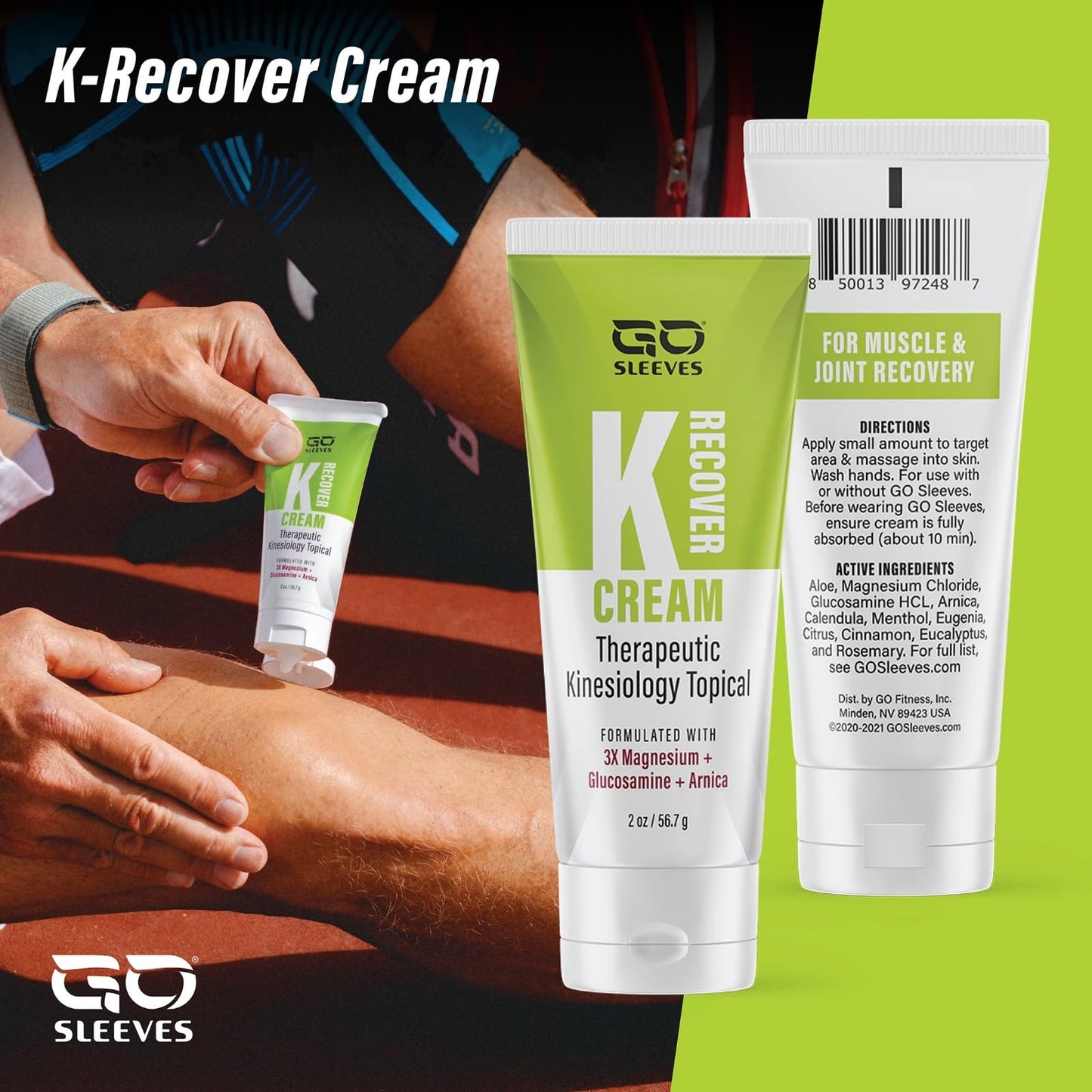 Go Sleeves Sports Recovery Cream - Concentrated Muscle and Joint Recovery Lotion – Magnesium Chloride Cream with Arnica for Muscle Pain and Stiffness from Running, Exercise, Backache – 2 Ounces GO SLEEVESBuy Supplements Australia