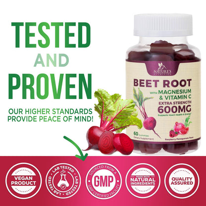 Nature's Nutrition Beet Gummies with Beetroot - Energy & Heart Health Support Nature's NutritionBuy Supplements Australia