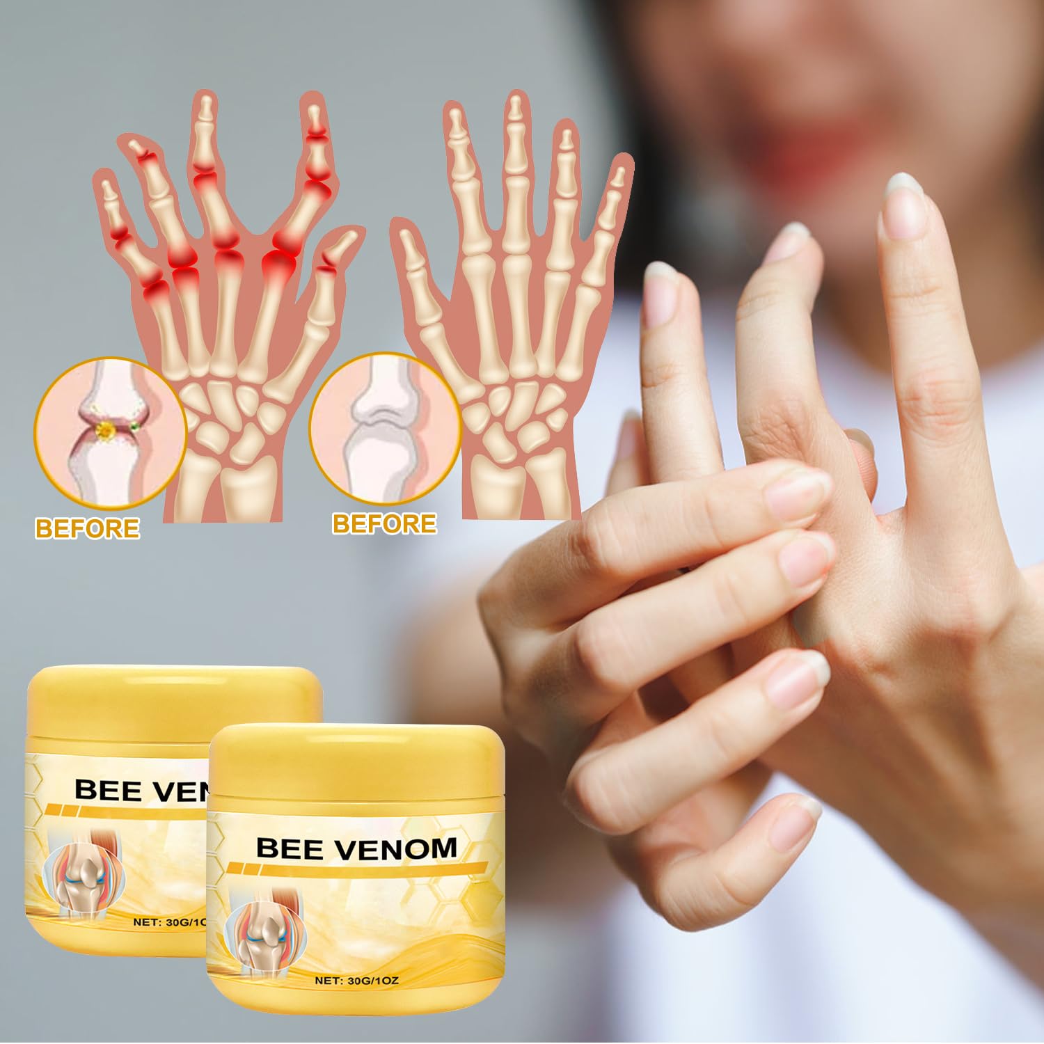 Botou 2PCS New Bee Venom Professional Joint Cream, for Neck, Waist, Back, Hands, Feet and Legs Advanced Bee Propolis Joint Cream, yellow BotouBuy Supplements Australia