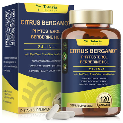 Citrus Bergamot Supplement for High Cholesterol - Italian Citrus Bergamot & Plant Sterols Stanols Natural Way to Balance Cholesterol Level,