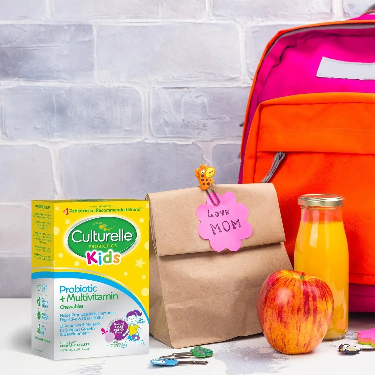 Culturelle Kids Probiotic + Complete Multivitamin Chewable For Kids, Ages 3+, 30 Count, Digestive Health, Oral Health & Immune Support CulturelleBuy Supplements Australia