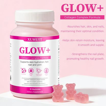 PBZPBZ Glow Collagen Gummies with Hyaluronic Acid & Resveratrol | Gentle Support for Skin, Hair & Nail Care | Non-GMO | 90 Count (1) PBZPBZBuy Supplements Australia