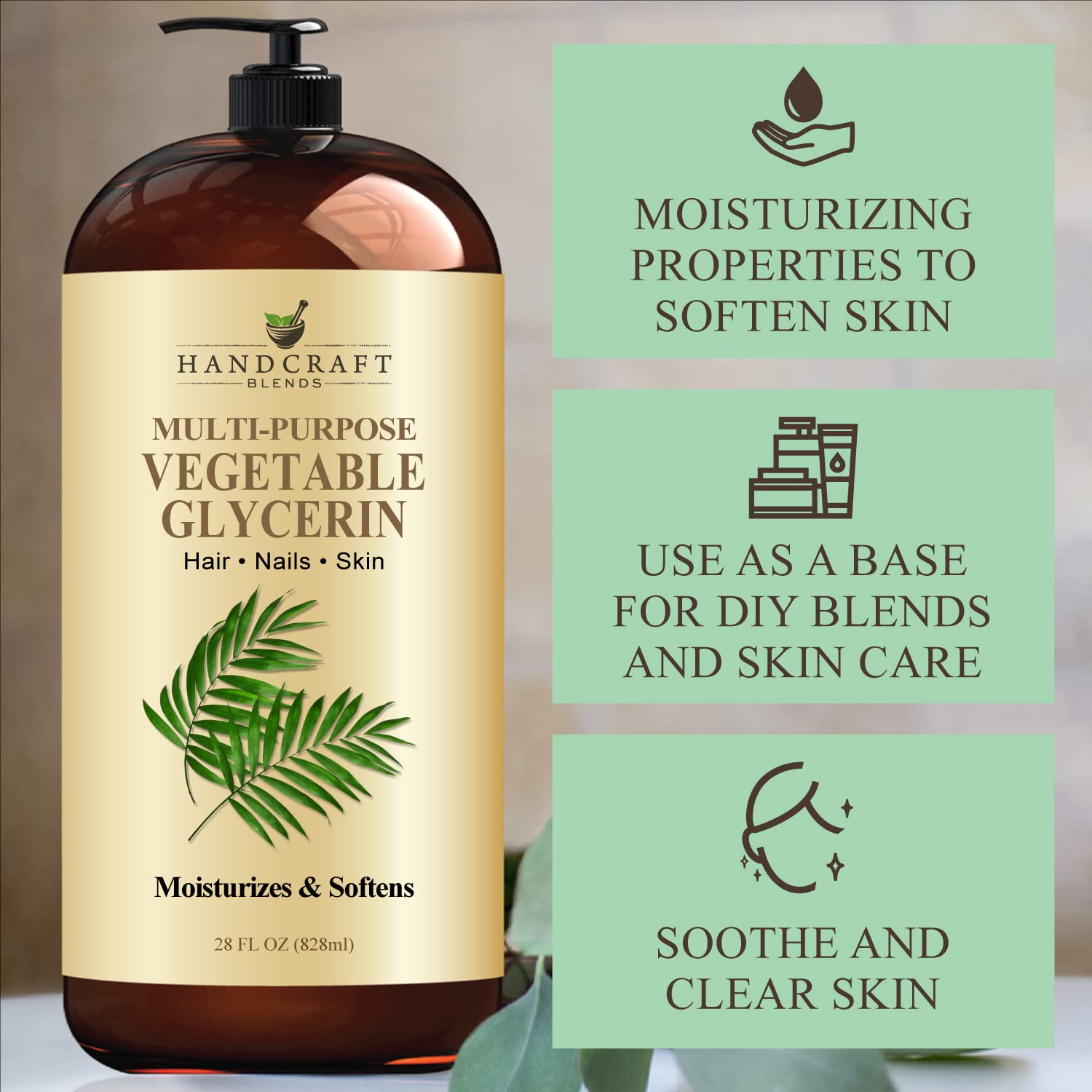 Handcraft Blends Vegetable Glycerin for Skin and Hair 28 oz - Pure Vegetable Glycerin Liquid Handcraft BlendsBuy Supplements Australia