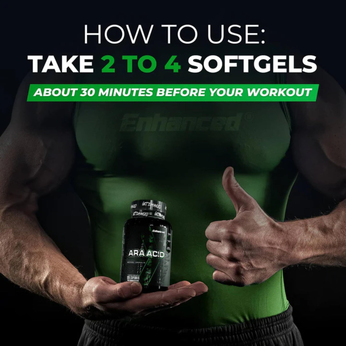 Enhanced Labs - Arachidonic Acid Supplement - Muscle and Strength Supplement for Increased Muscle Mass & Improved Recovery for Men & Women - One Capsule Contains 350mg Arachidonic Acid (120 Capsules) EnhancedBuy Supplements Australia