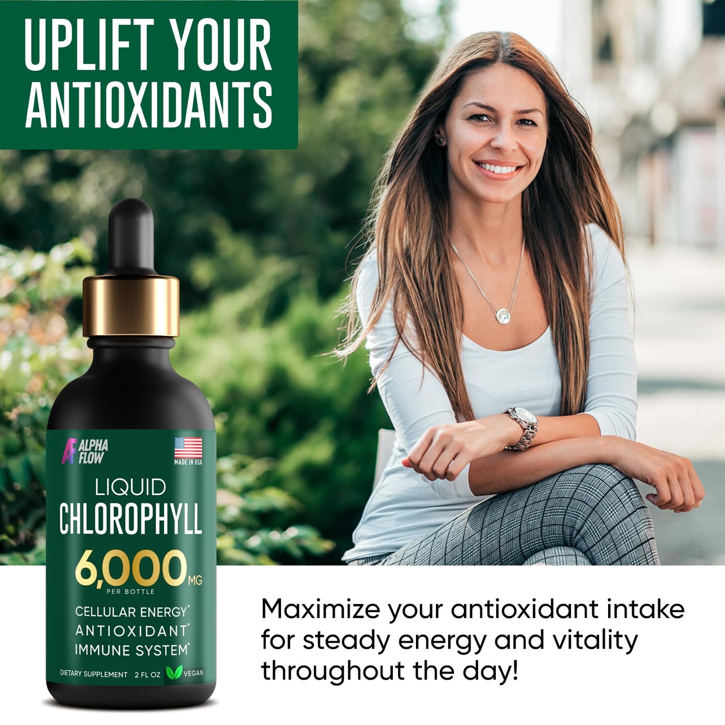 Chlorophyll Liquid Drops 6000 mg - Premium Liquid Chlorophyll Supplement - All-in-One Alpha FlowBuy Supplements Australia