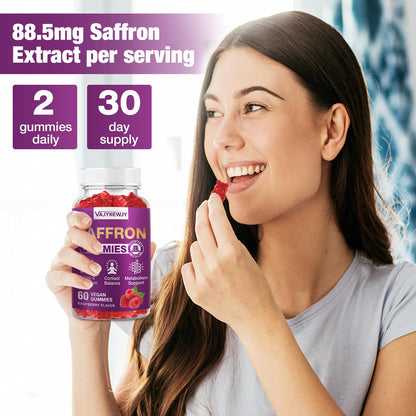 VAJYKEWJY Saffron Gummies (88.5 mg) with Magnesium — Enhanced with St. John’s Wort, Rhodiola, Ashwagandha & Vitamins B6, B12, D3 for Mood & Focus Support — 60 Count VAJYKEWJYBuy Supplements Australia