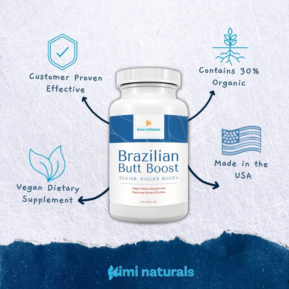 Kimi Naturals Butt Enhancer Pills - Tightening and Butt Lifting Supplements for Bigger Booty and Curvy Hips - Fast Growth Bum Enhancement 60 Capsules KIMIBuy Supplements Australia