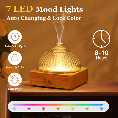 Lecdura Glass Essential Oil Diffuser with Glass Reservoir & Wood Base - Plastic Free, 200ml Lock LecduraBuy Supplements Australia