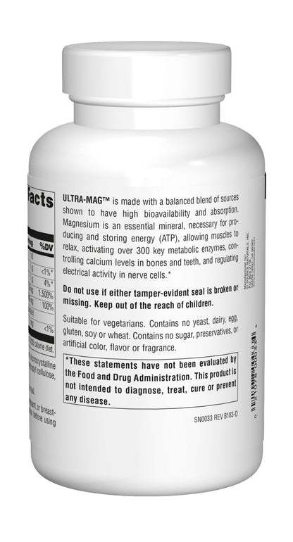 Source Naturals Ultra-Mag High-Efficiency Magnesium Complex - Maintains Muscle Source NaturalsBuy Supplements Australia
