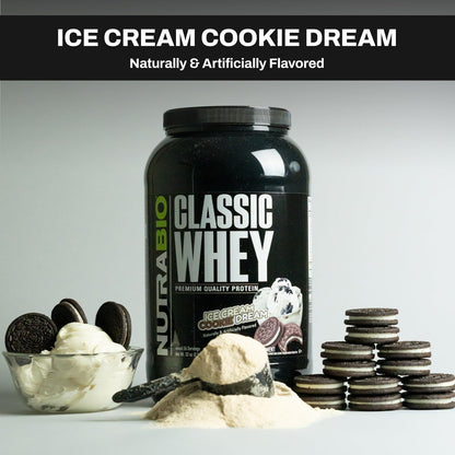 NutraBio Classic Whey Protein Powder- 25G of Protein Per Scoop - Ice Cream Cookie NutraBioBuy Supplements Australia