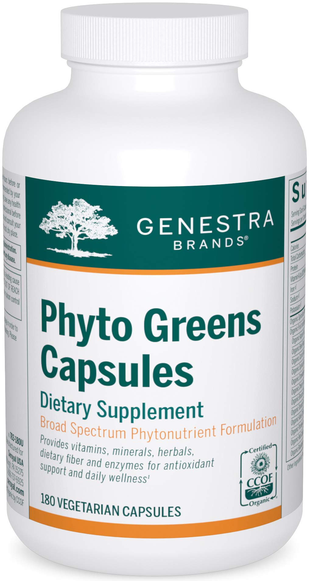 Genestra Brands Phyto Greens Capsules | Vitamins, Dietary Fiber and Enzymes for Optimum Nutrition | 180 Capsules Genestra BrandsBuy Supplements Australia