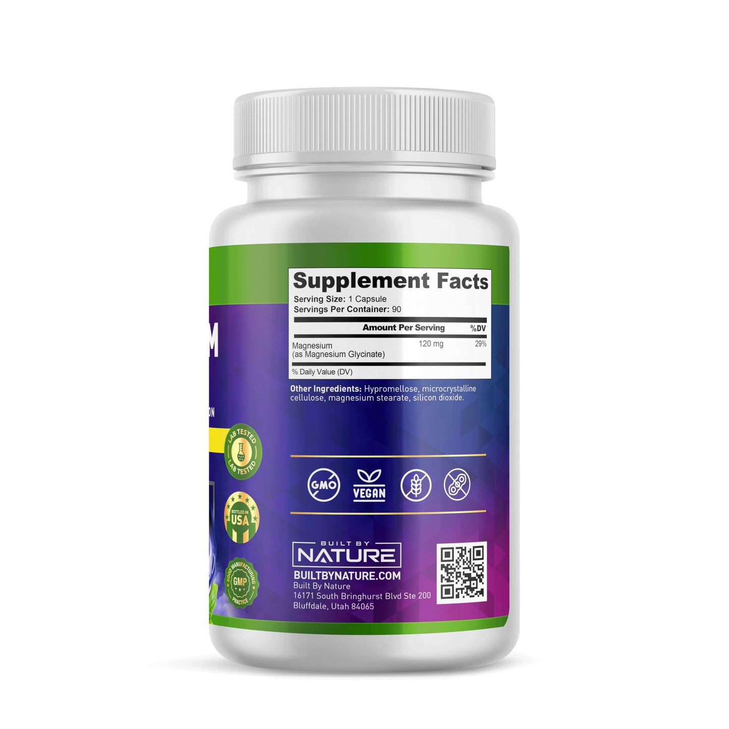 Built By Nature Magnesium Glycinate - Chelated for High Absorption – Supplement to Support Sleep, Muscle, Heart & Nerve Health - 120 mg Magnesium per Serving/Capsule - 90 Capsules Built by NatureBuy Supplements Australia
